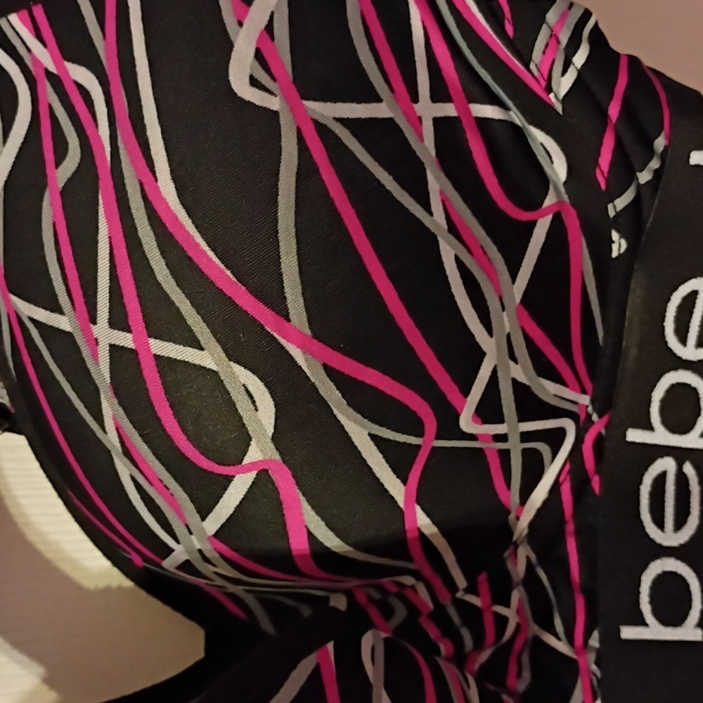 Bebe Women's Black and Pink Sports Bra - Picture 4 of 6